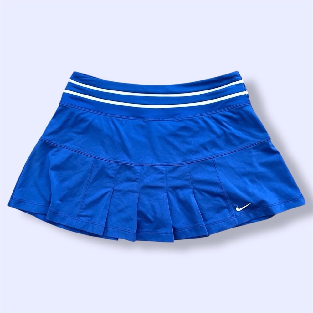 Nike Women's Mini Skirt in Blue with White Stripes